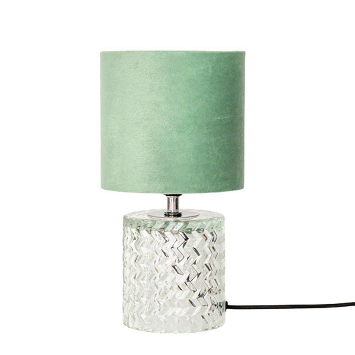 Glaslampe med lysegrøn skærm H: 29 cm
