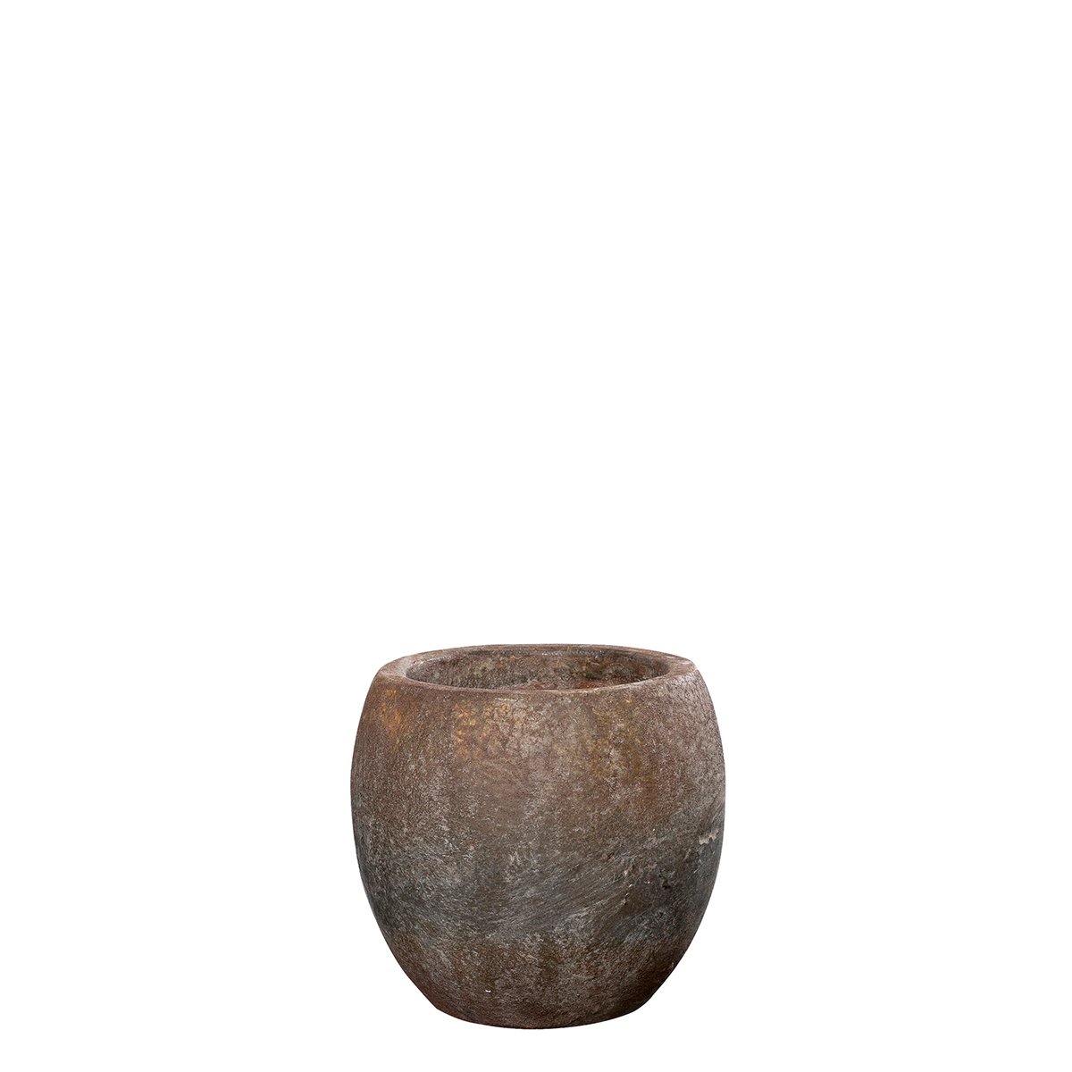 Lille buttet potte med rustlook H: 11 cm