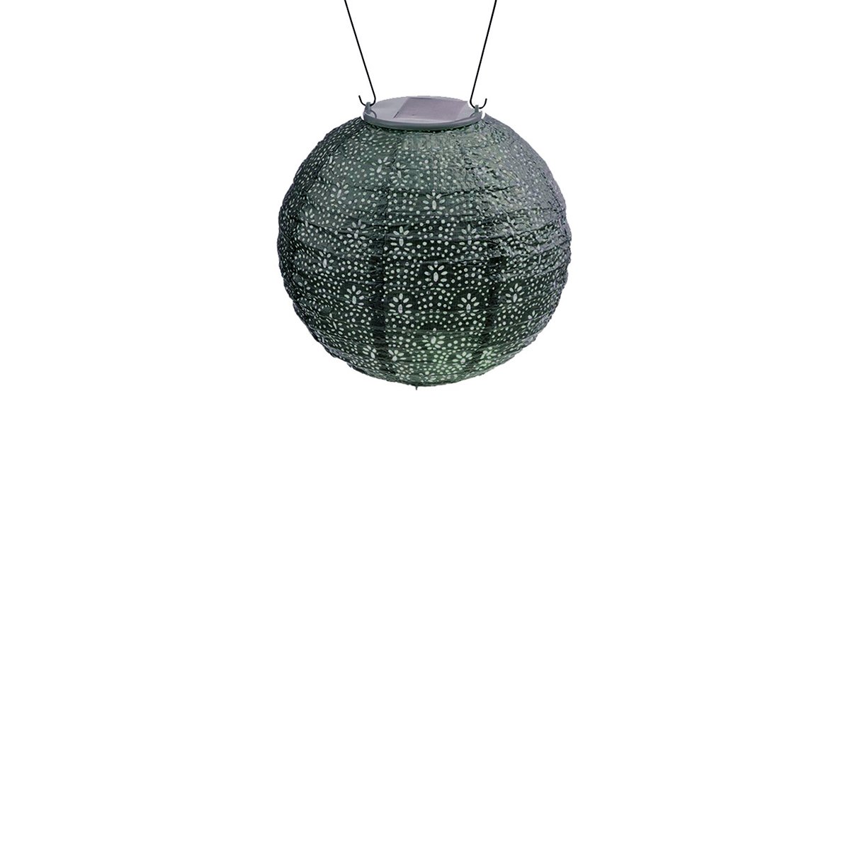 Rund solcelle-lanterne, grøn Ø: 20 cm