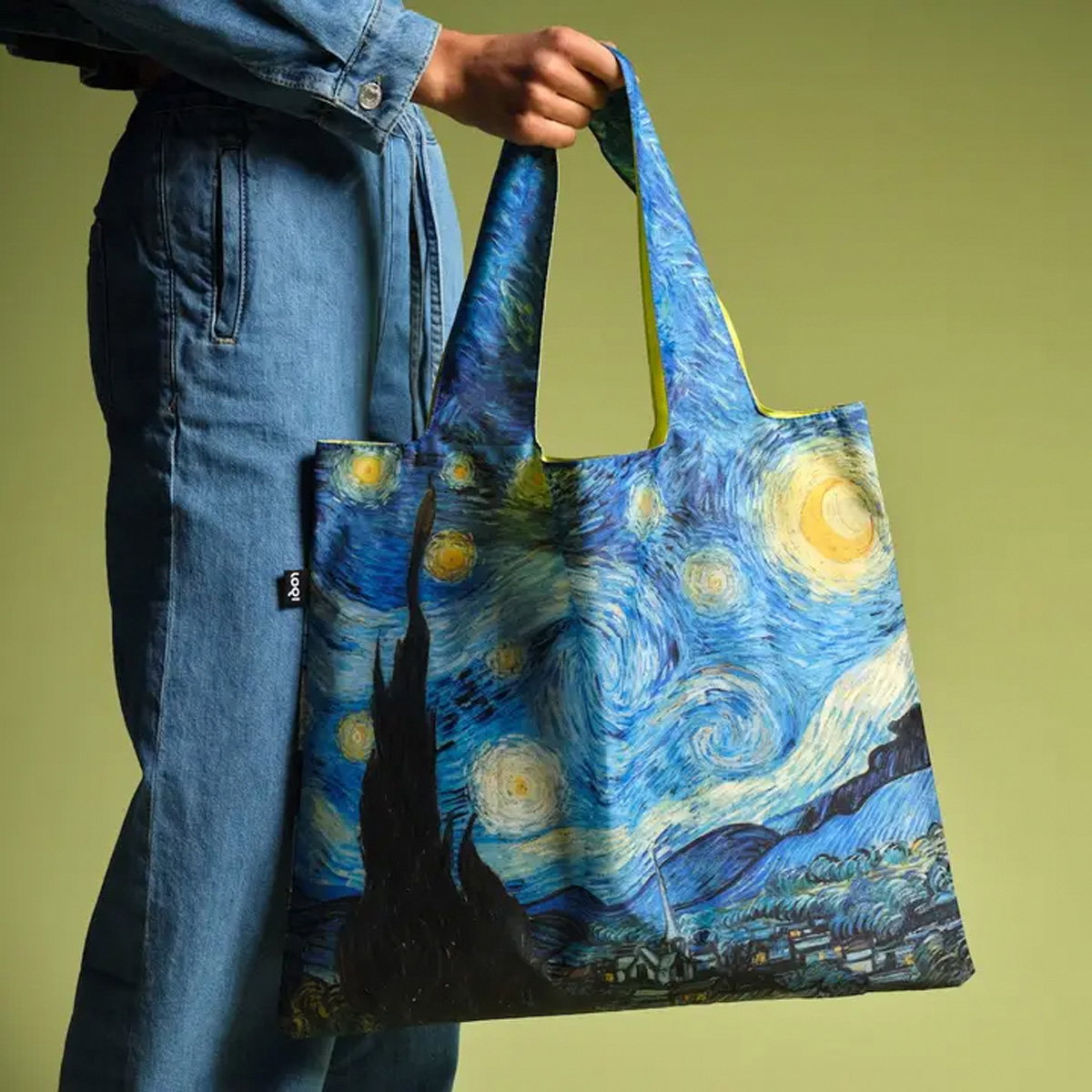 Foldbart indkøbsnet B: 50 cm H: 42 cm, hank H: 27 cm. 100% Recycled GREEN CIRCLE® Kunstner: Vincent van Gogh - Starry Night