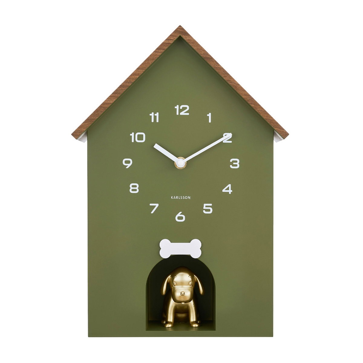 Ur med hund a la kukur, grønt B: 20,5 cm H: 34,5 cm D: 8,5 cm