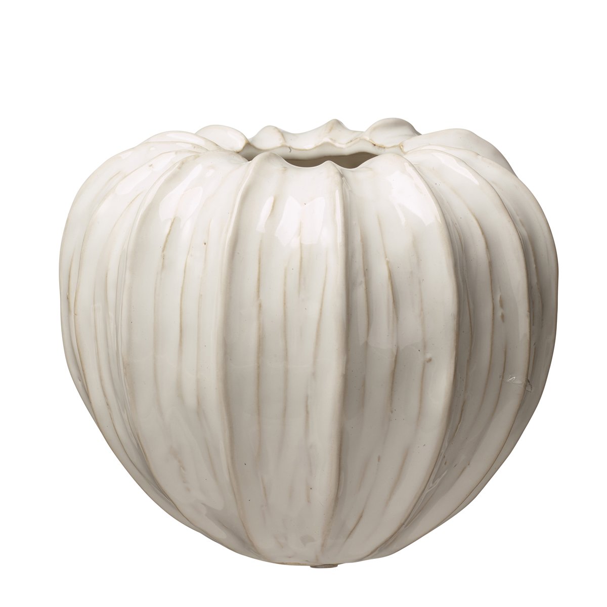 Off white vase med bølger H: 16 cm