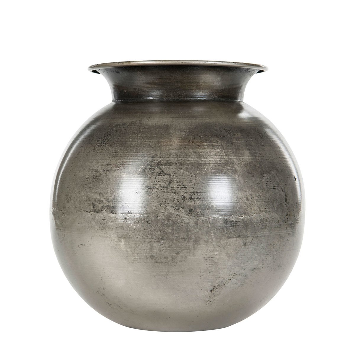 Stor rund vase med tinlook
Ø: 26 cm H: 26 cm