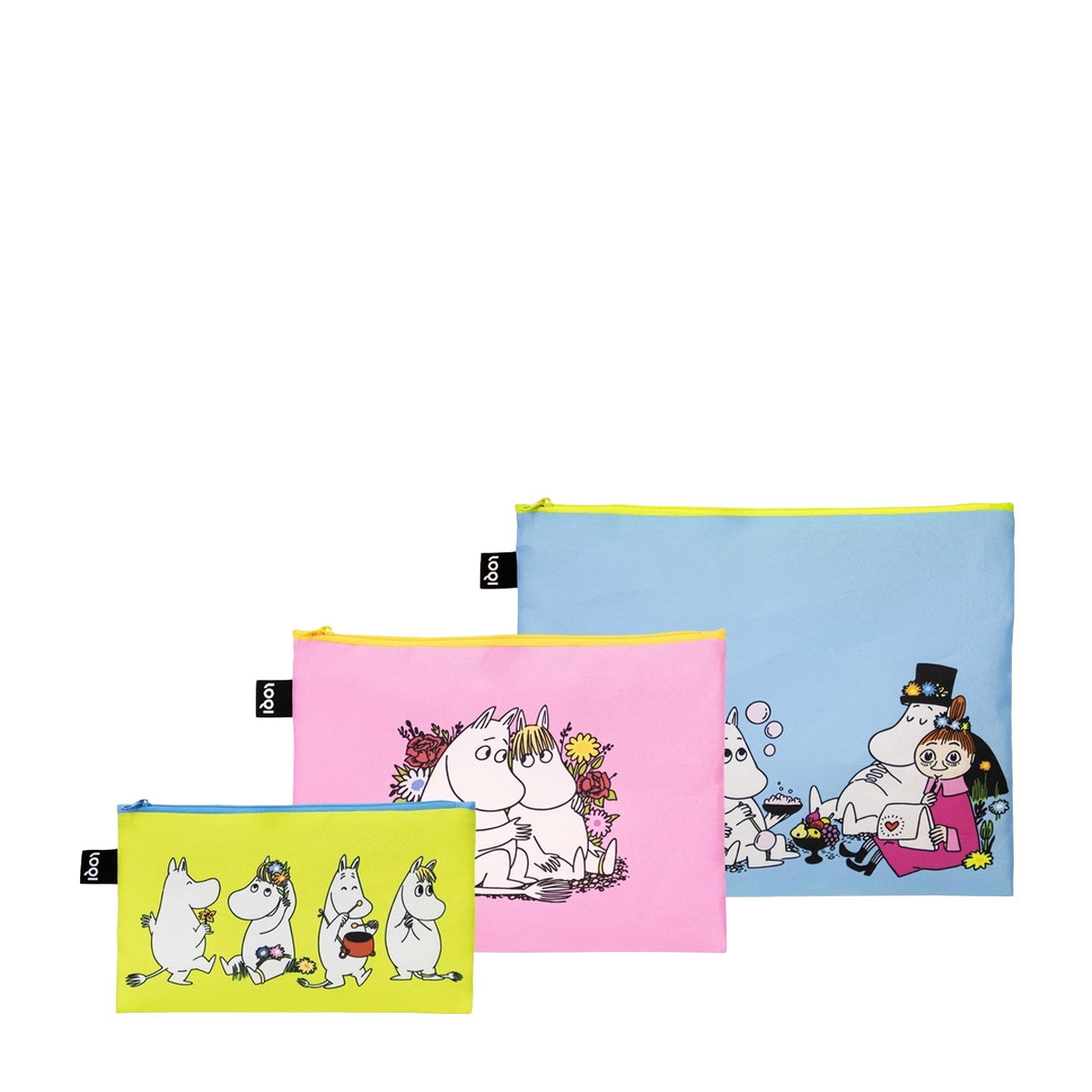MOOMIN Together, zip bags made from 100% Recycled GREEN CIRCLE® taffeta