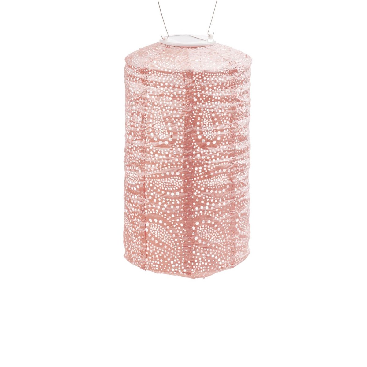 Cylinderformet solcelle-lanterne, rosa Ø: 18 cm H: 33 cm