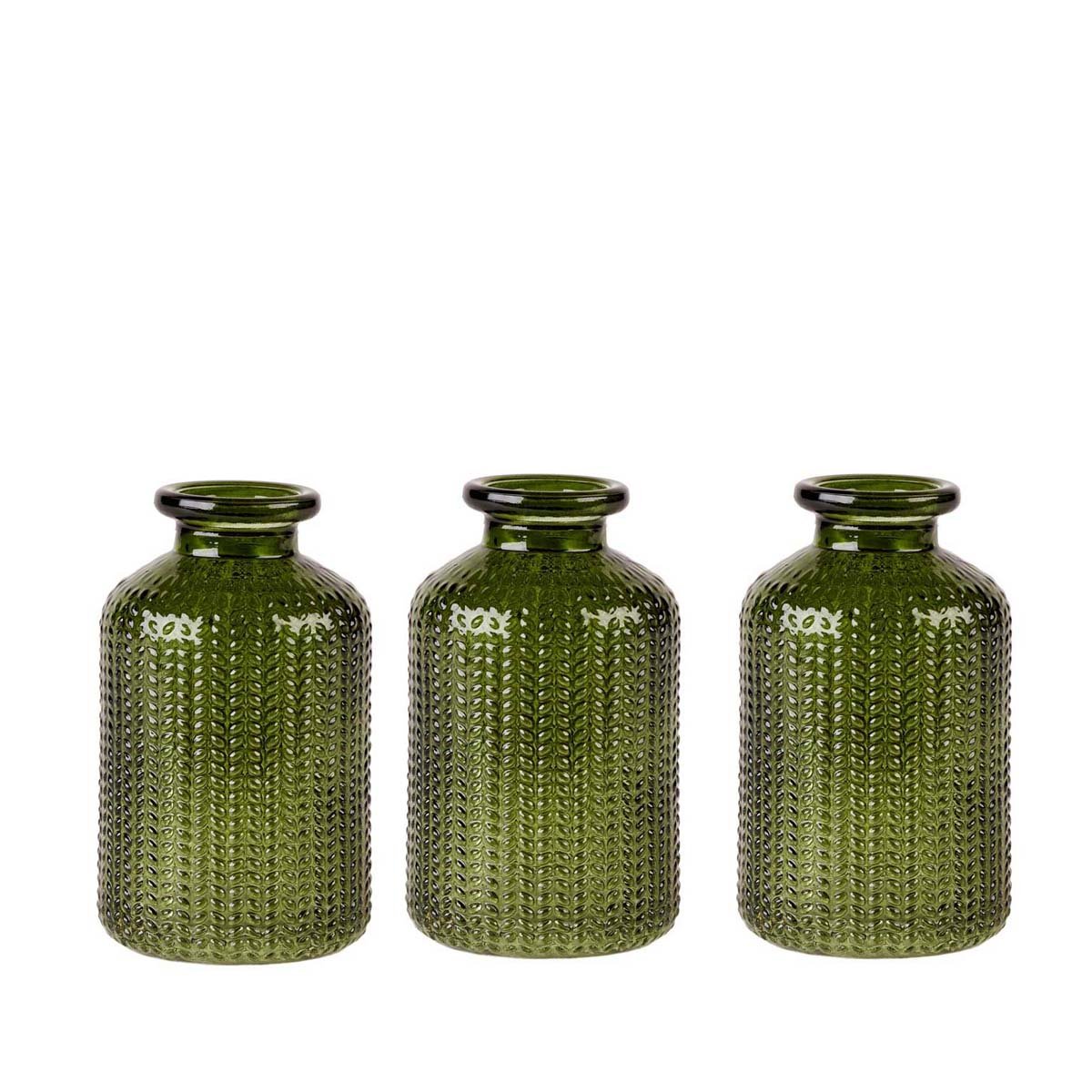 Lave grønne minivaser H: 10 cm – 3 stk.