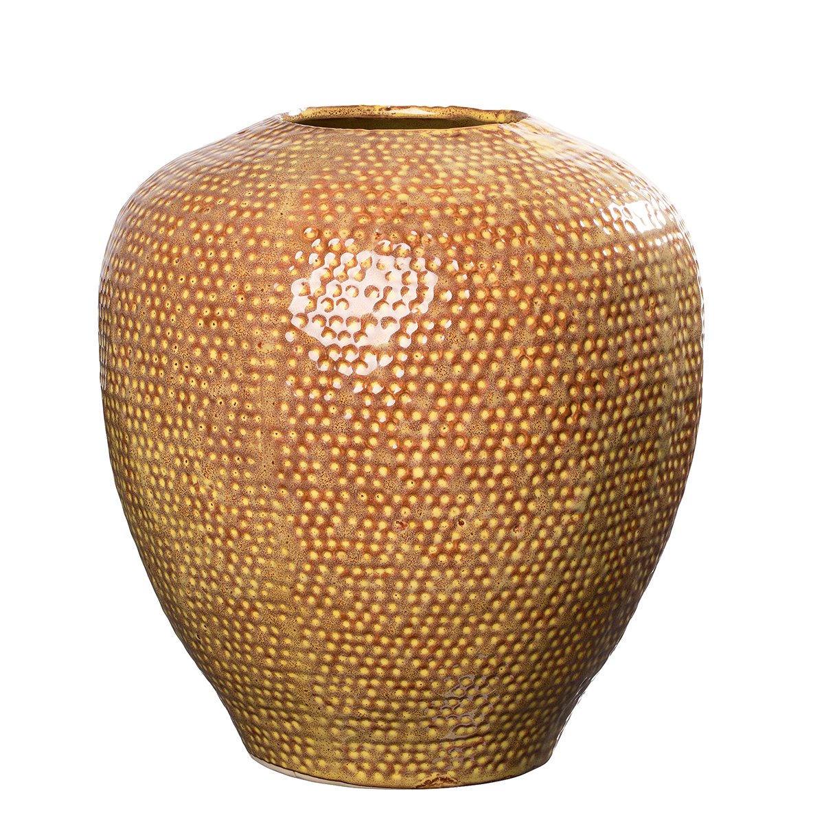 Håndlavet sennepsfarvet keramikvase, stor
H: 24,5 cm