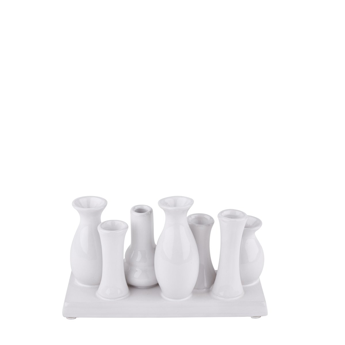 Vaser i flok- 7 vaser. Hvide 
B: 20 cm H: 10 cm L: 6 cm