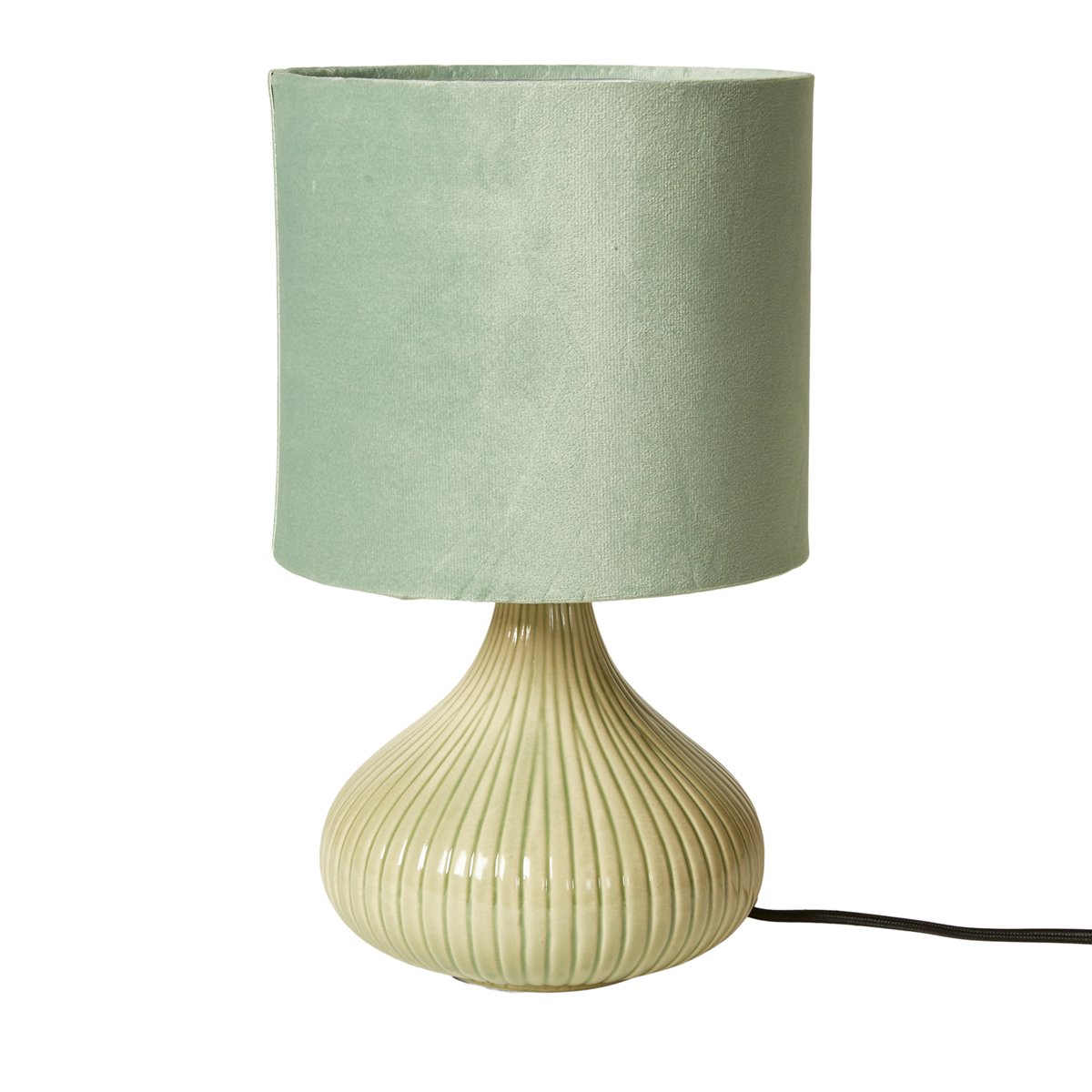 Keramiklampe med lysegrøn skærm H: 29 cm